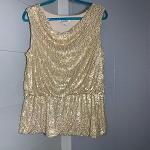 Clues Collections Gold Sequin Top L